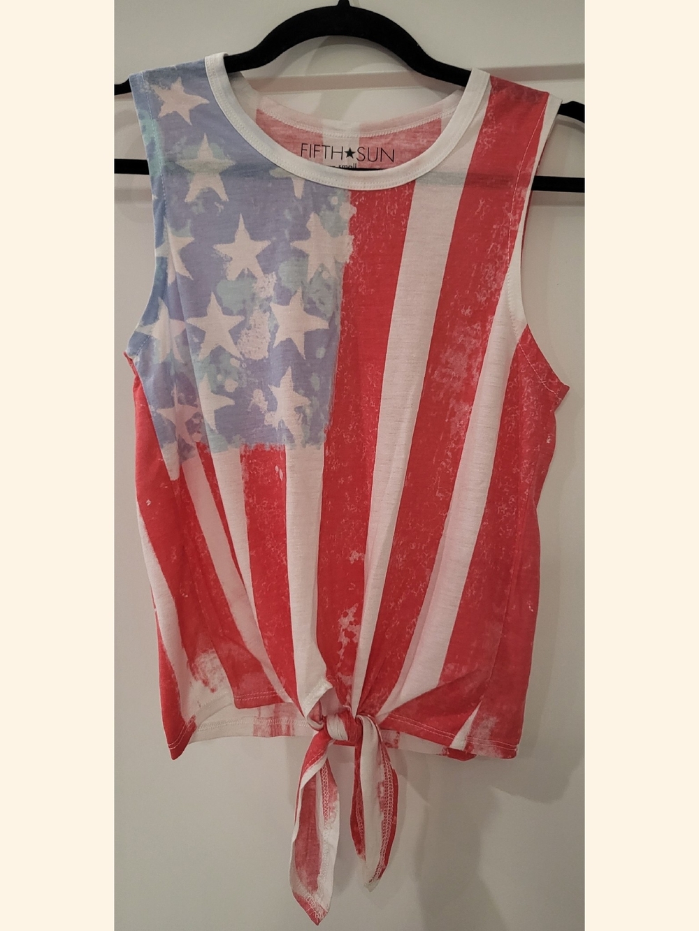 Fifth Sun American Flag Tie-Front Tank Top - Red, White, Blue